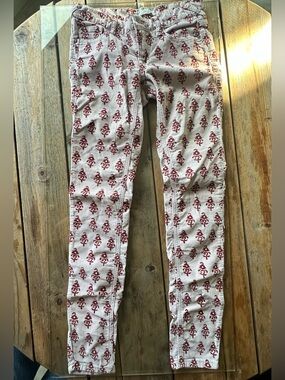 Free People Light Pink and Flower Patterned Corduroy Pants
